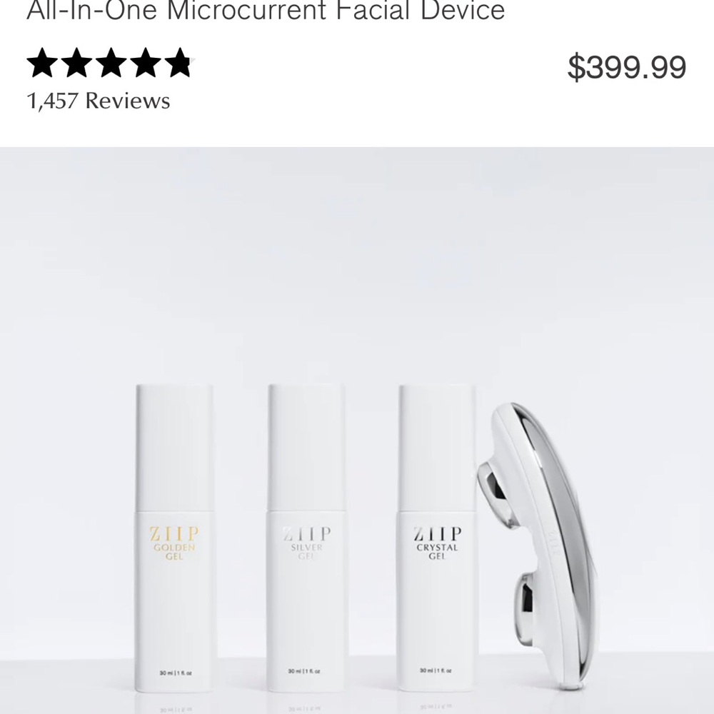 ZIIP 2.0 Microcurrent Facial Device with White and Silver Design